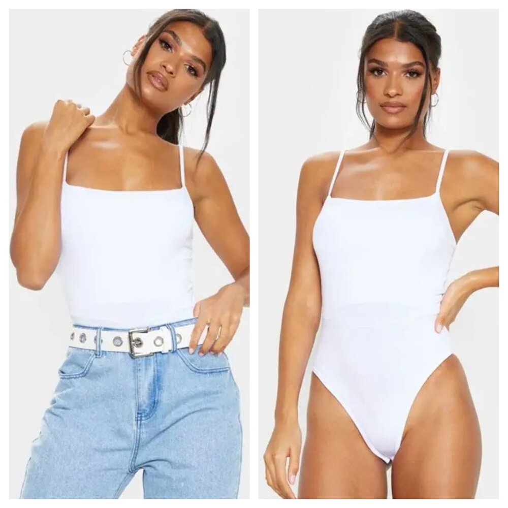 Plt White Basic Square Neck Spaghetti Strap Cami … - image 1